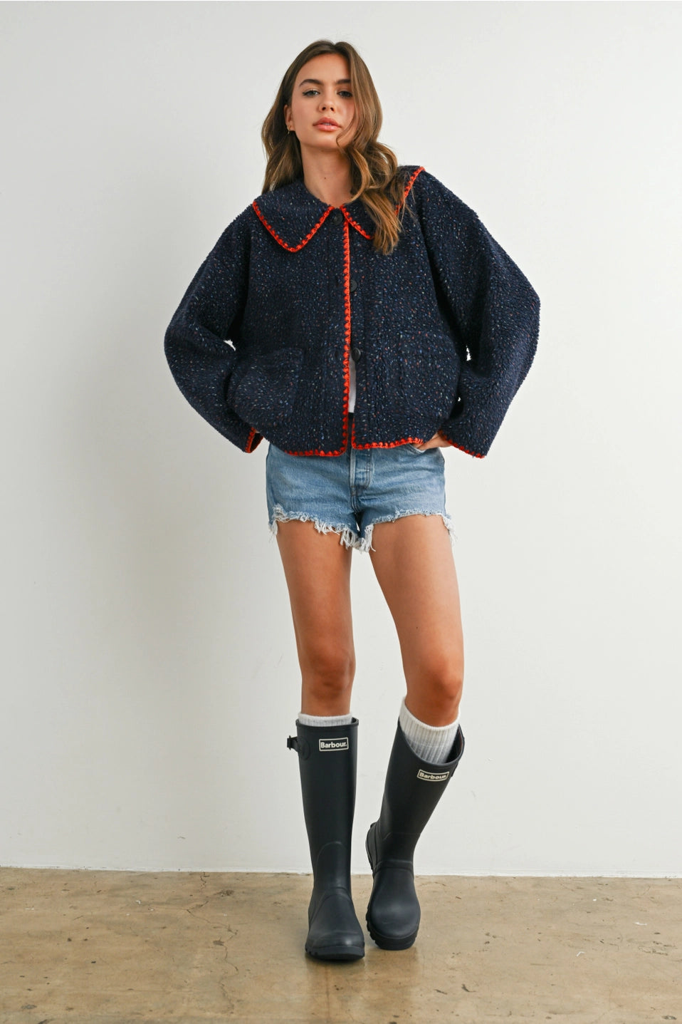 Buttoned Fleece Puffer Jacket