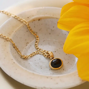 Black Onyx Gemstone Pendant Necklace