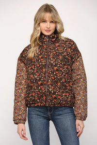 Floral Print Puffer Jacket
