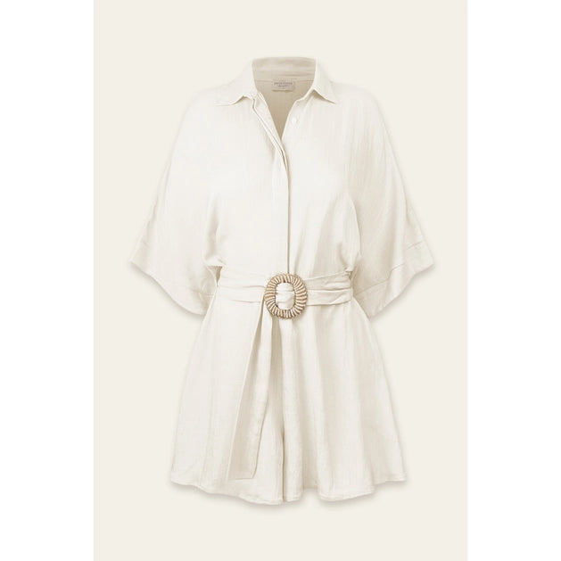 Rattan Buckle Button Down Romper