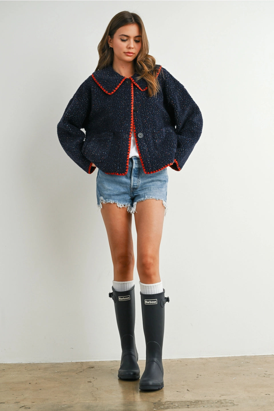 Buttoned Fleece Puffer Jacket