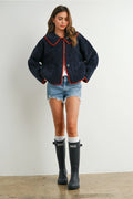 Buttoned Fleece Puffer Jacket