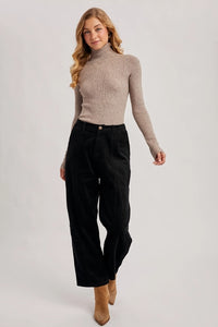Latte Ribbed Turtle Neck