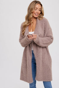 Soft Fuzzy Drape Front Cardigan