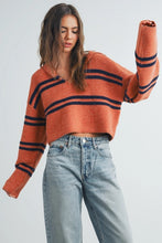 Load image into Gallery viewer, Striped Cropped Collar Sweater
