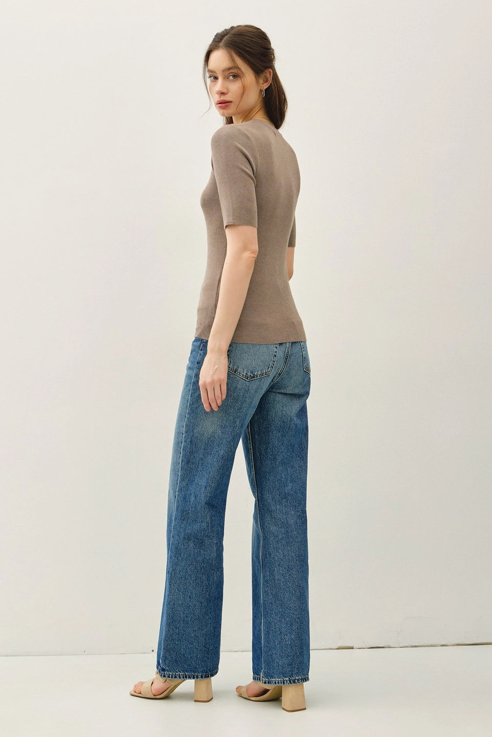 Half Sleeve Rib Knit Top