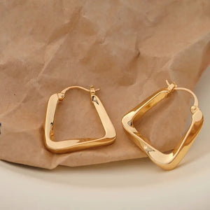 Gold Rectangle Hoop Earrings
