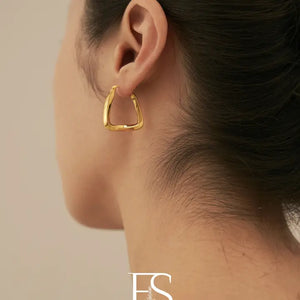 Gold Rectangle Hoop Earrings