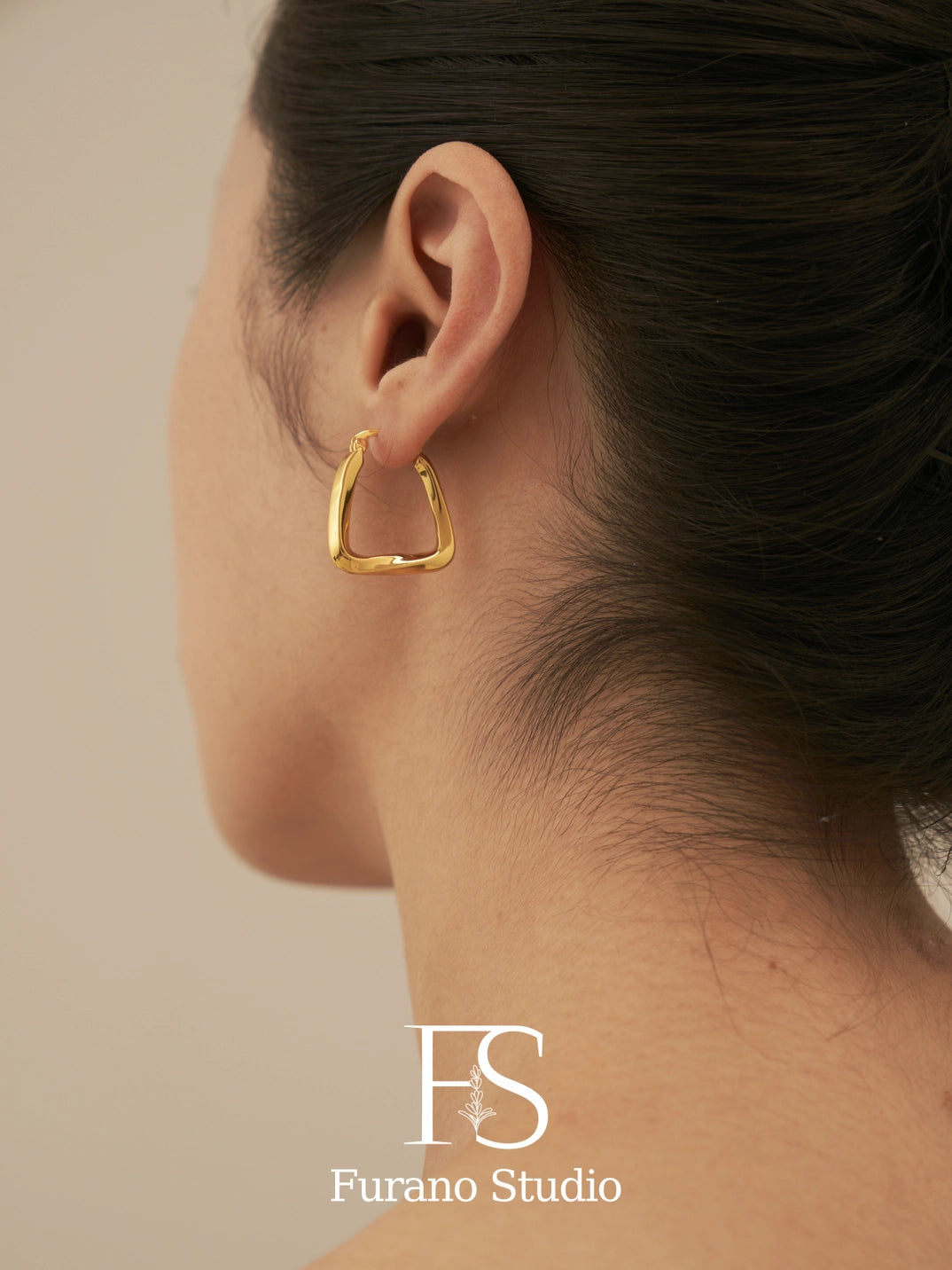 Gold Rectangle Hoop Earrings