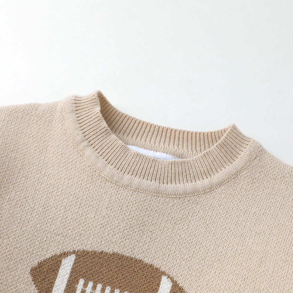 Sand Beige Kids Football Sweater