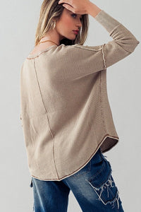 Button Up Thermal Contrast Top