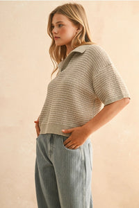 Multi Color Collared Knitted Top