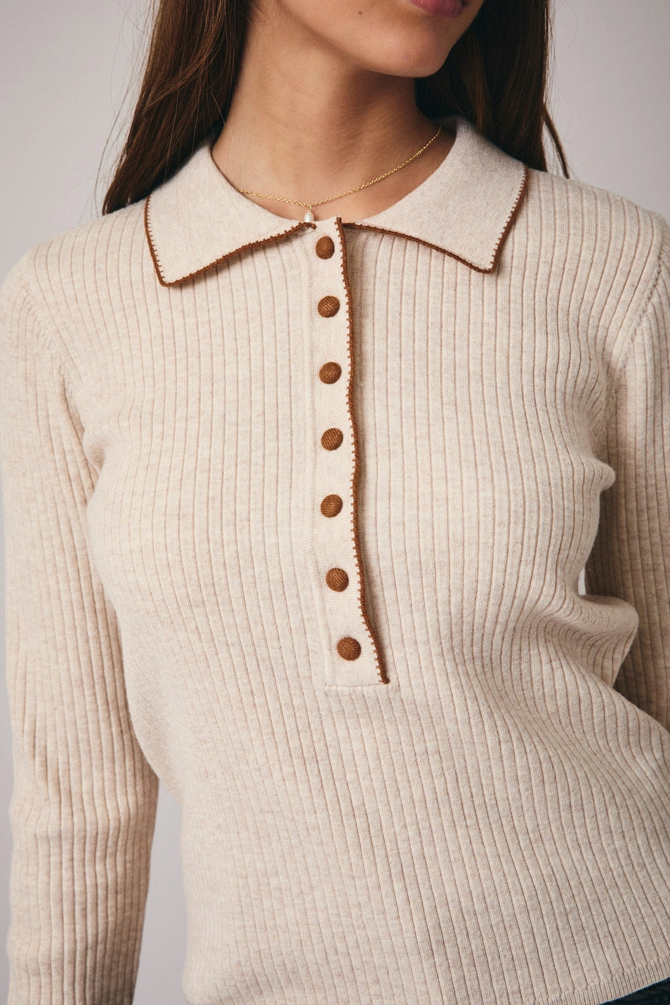 Blanket Stitch Detailed Polo