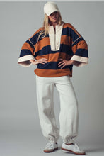 Load image into Gallery viewer, Oversized Striped Half Zip Sweatshirt
