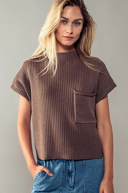 High Neck Sweater Knit Top