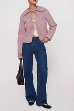 Load image into Gallery viewer, Bow Tie Front Striped Quilted Jacket
