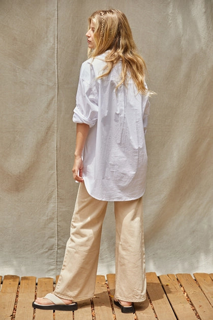 Woven Cotton Button Down Shirt