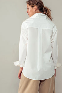 Oversized Twill Tape Stripe Button Down Shirt