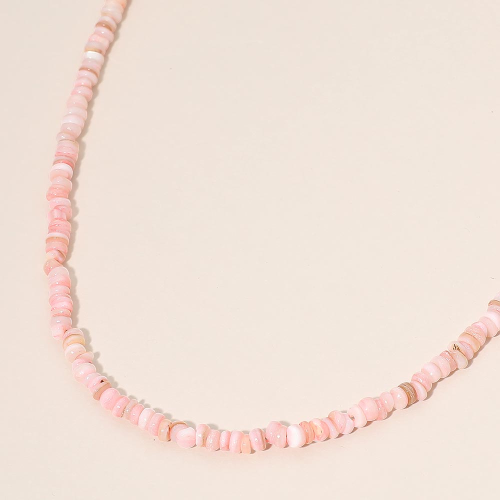 Beaded Necklace - Gold Pink