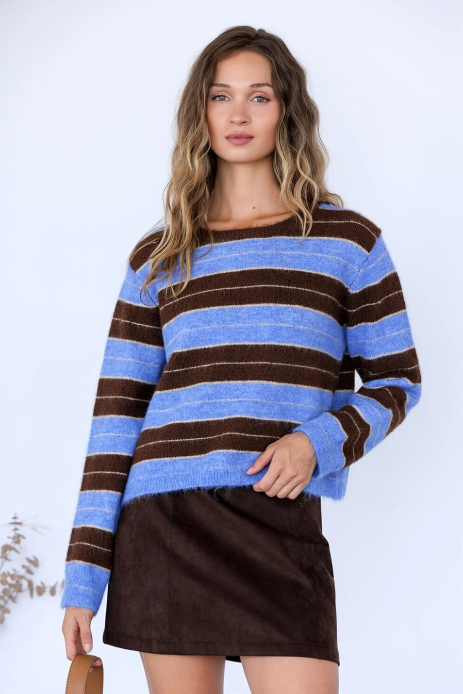 Striped Fuzzy Knit Sweater
