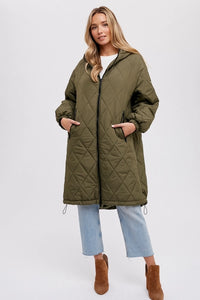 Army Green Quilted Puffer Jacket