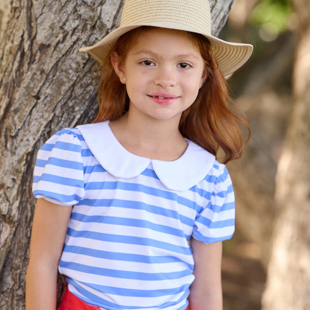 Girls Peter Pan Puff Sleeve Tee