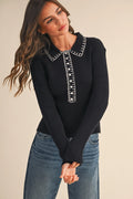 Ribbed Sweater with Contrast Stitch