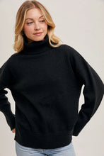 Load image into Gallery viewer, Black Knit Turtle Neck Sweater
