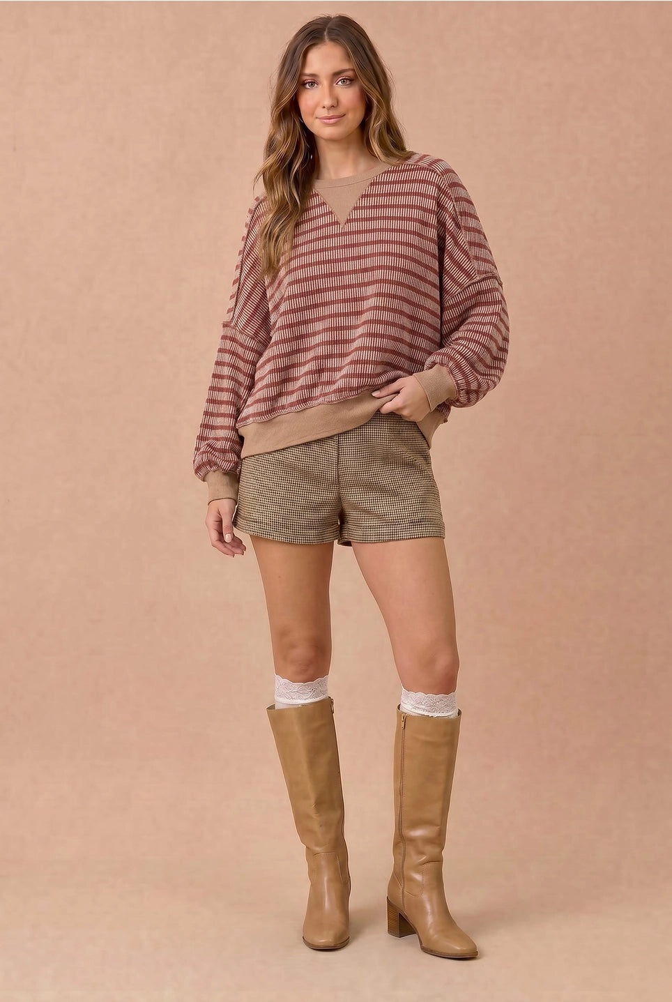 Striped Oversized Fit Knit Sweatshirt