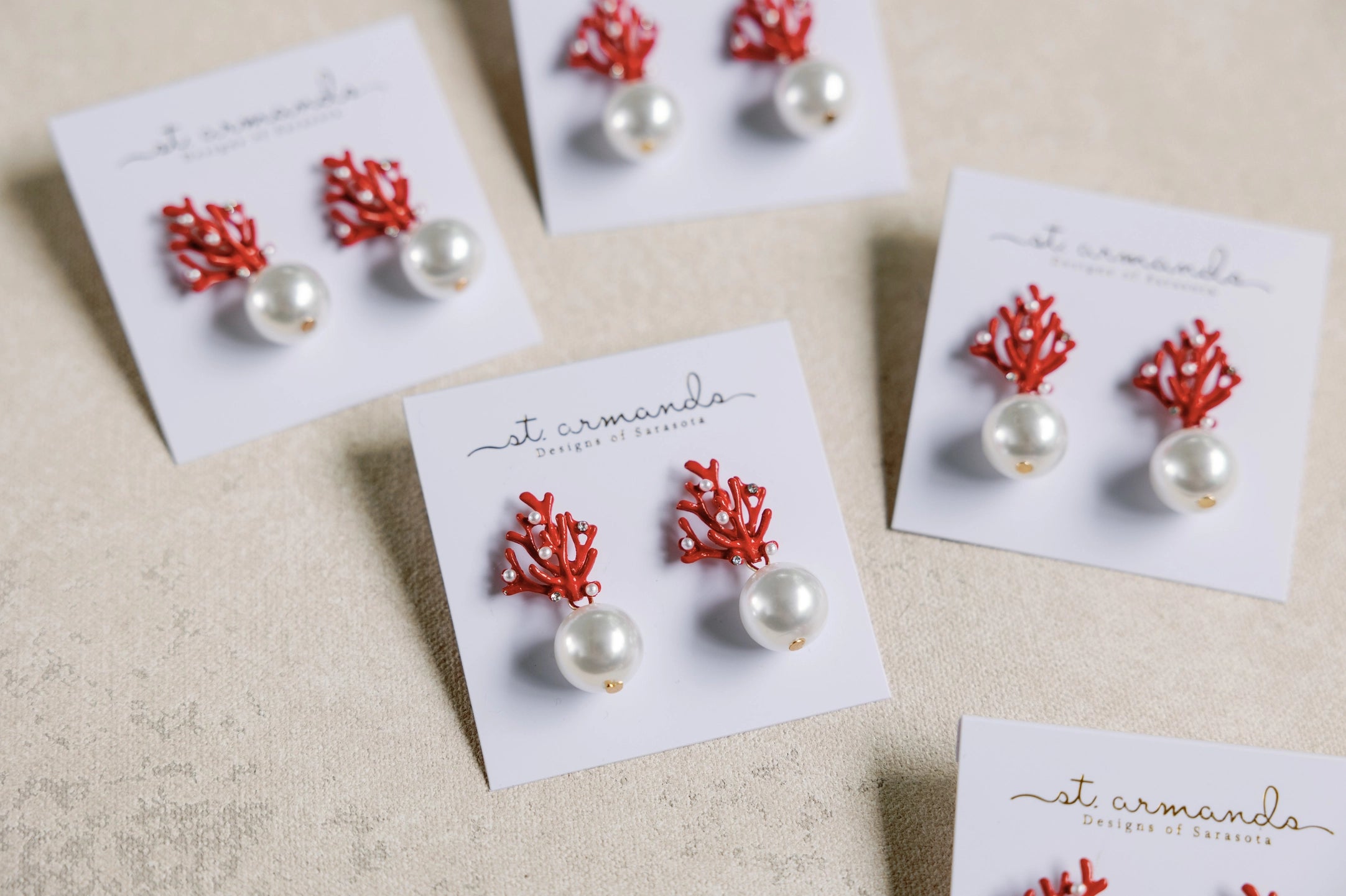 Coral Pearl Mini Statement Earrings