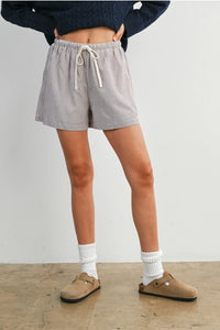 Casual Striped Drawstring Shorts