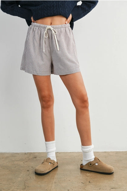 Casual Striped Drawstring Shorts