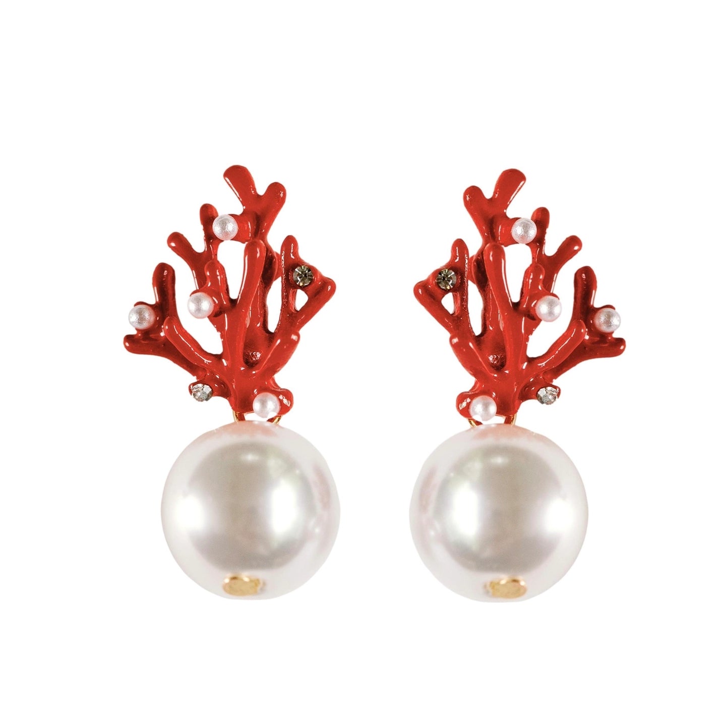 Coral Pearl Mini Statement Earrings