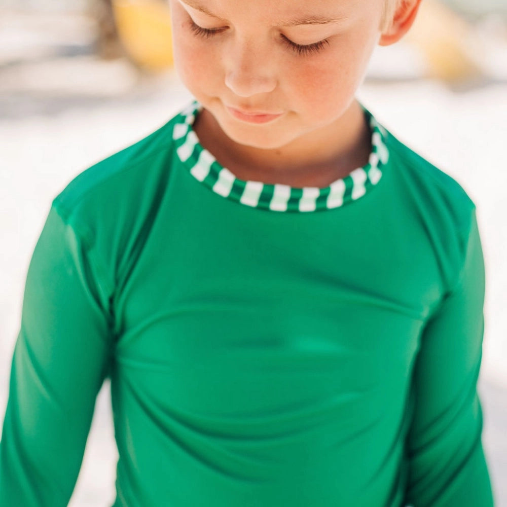 Boys Long Sleeve Swim Rashgaurd- Green