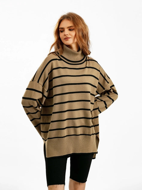 High Neck Stripe Sweater