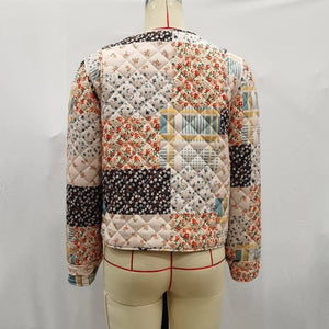 Color Block Floral Quilted Jacket