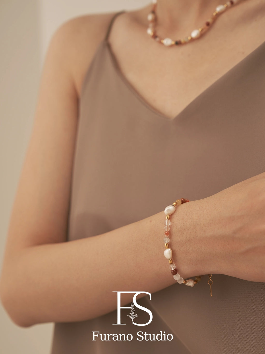 Pearl and Rainbow Beaded Bracelet