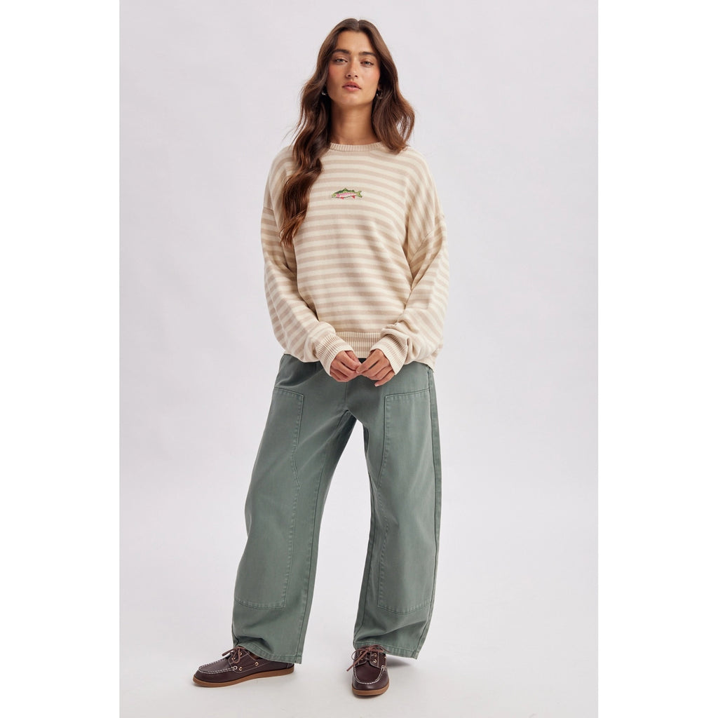 Striped Fish Crew Neck Sweater