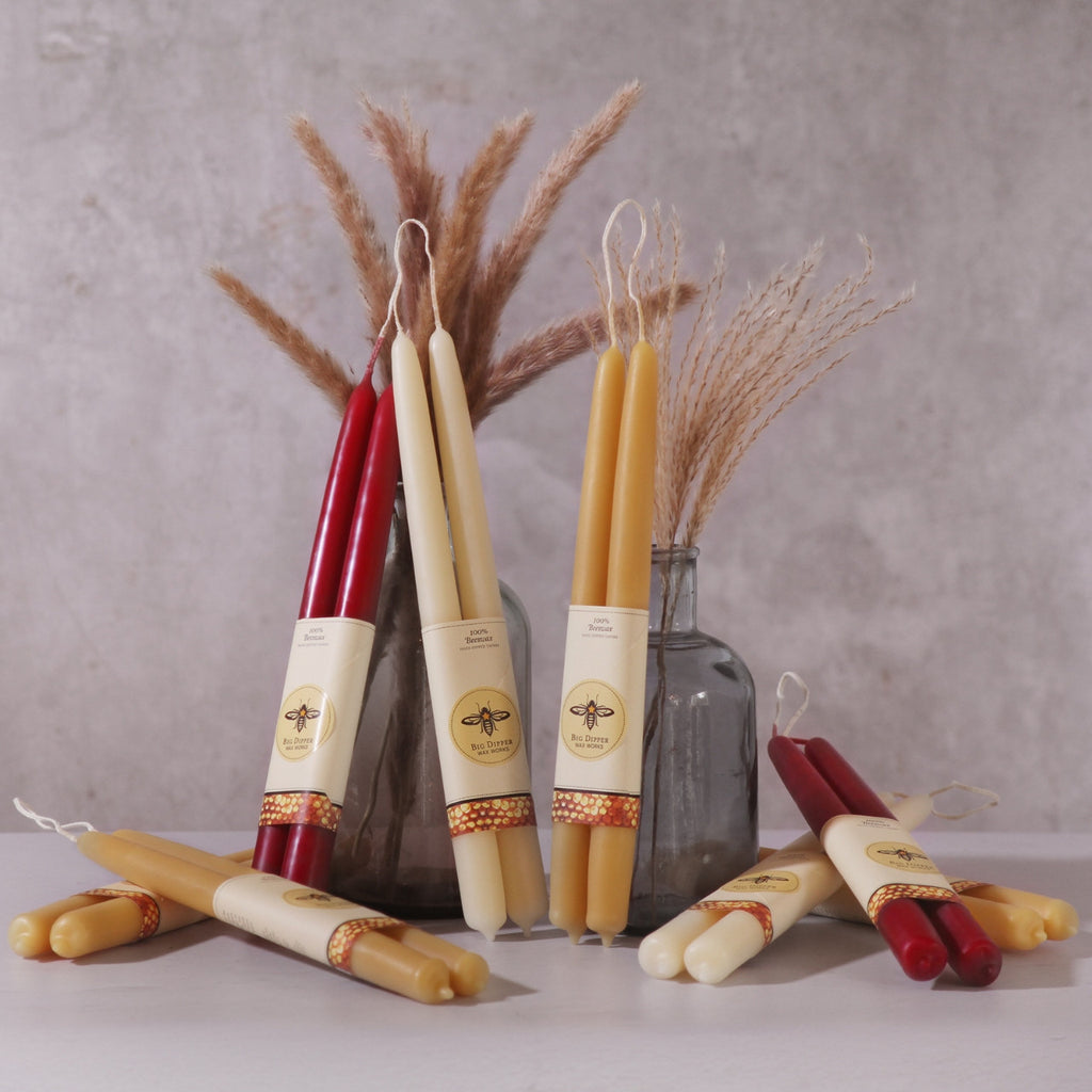 Colored Beeswax Taper Candles