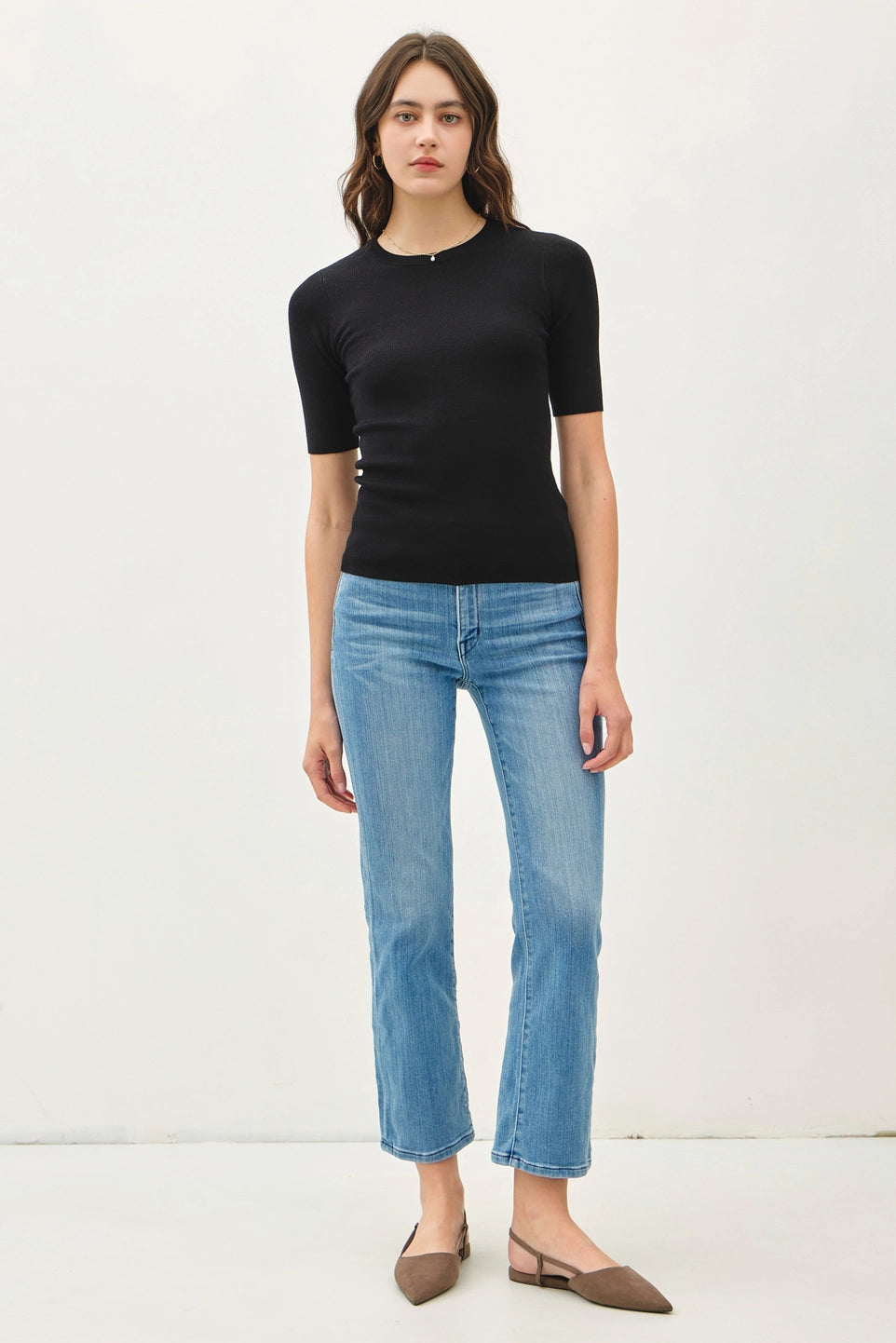 Half Sleeve Rib Knit Top