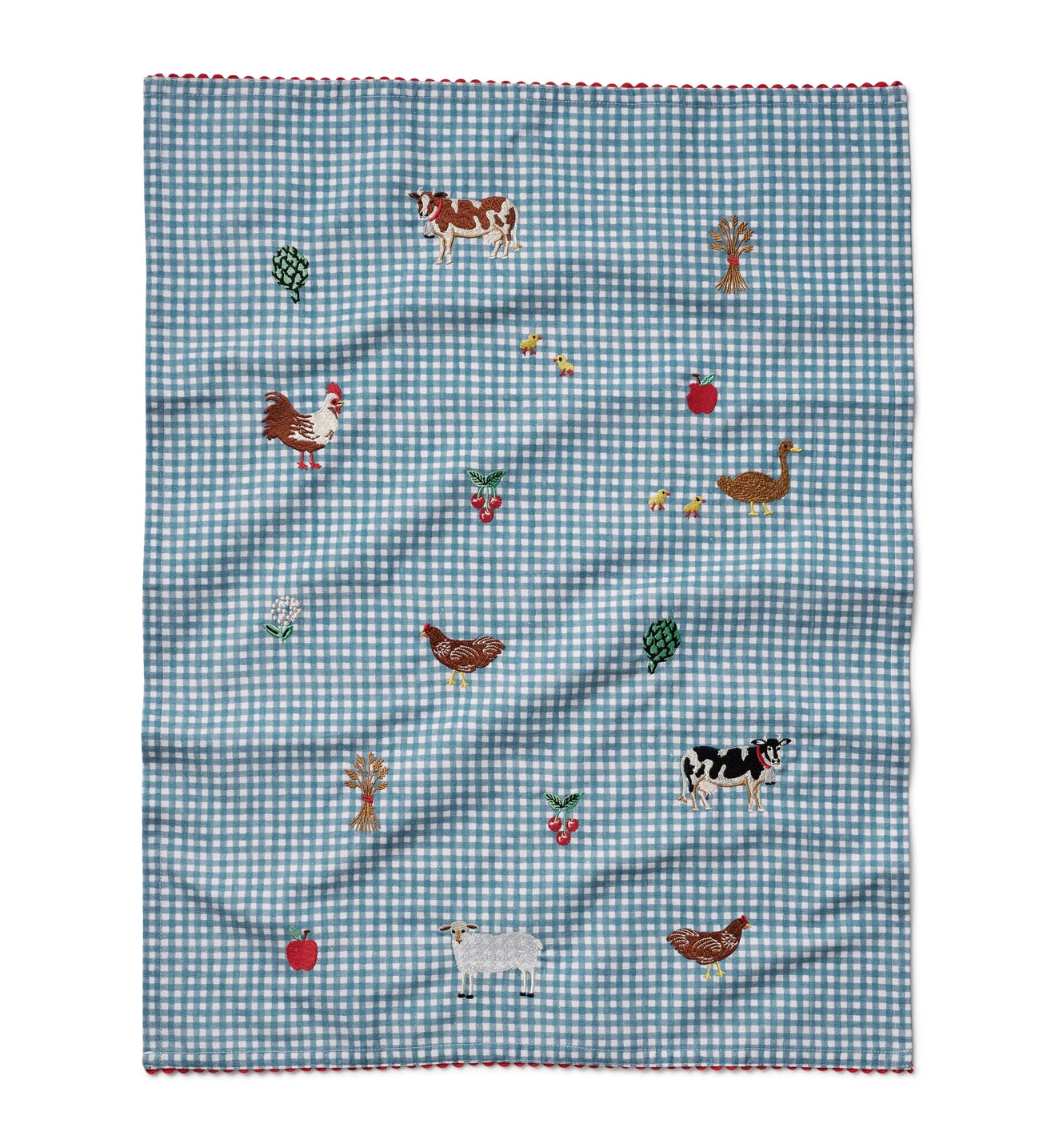 Country Farm Embroidered Tea Towel