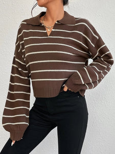 Striped Cropped Knit Sweater