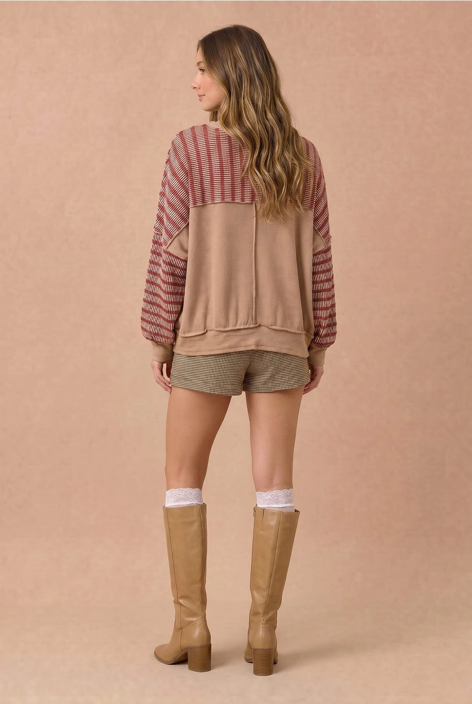 Striped Oversized Fit Knit Sweatshirt