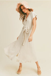 V-Neck Buttondown A Line Shirt Dress