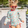Girls Ruffle Swim Suit - Cherry