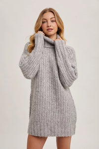 Chunky Turtleneck Tunic Sweater