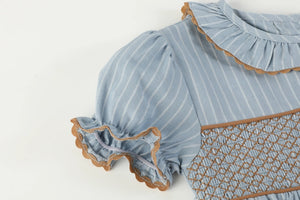 Blue Pinstripe Smocked Dress