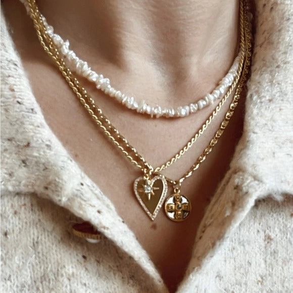 Michel Heart and Star Charm Necklace