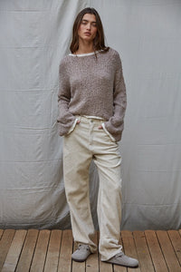 Knit Sweater with Contrast Hem