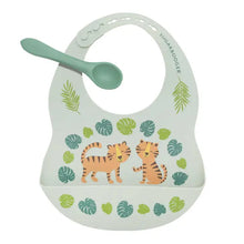 Load image into Gallery viewer, Tiger Silicone Bib &amp; Spoon Set
